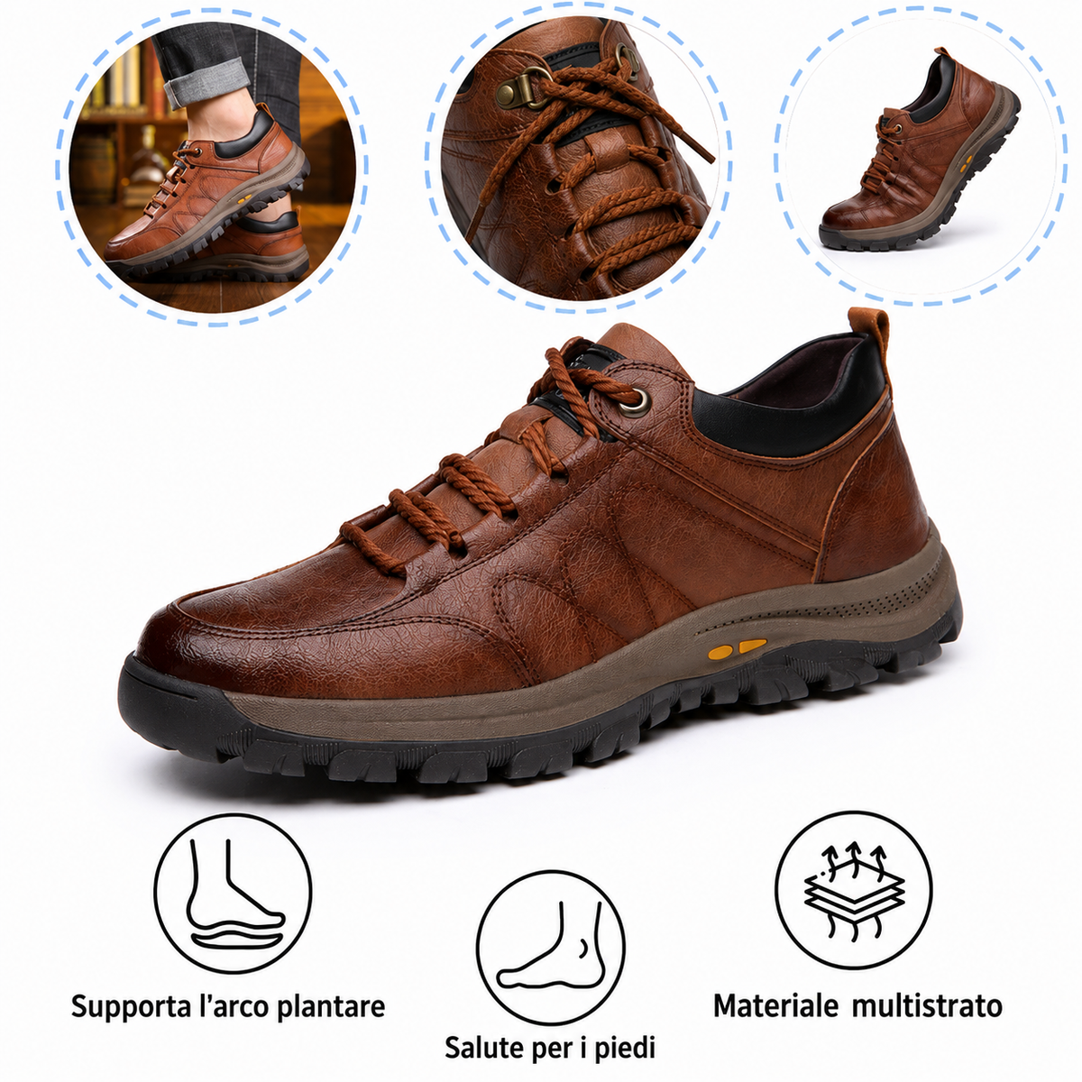 (🎉Ultimo giorno per approfittare dello sconto del 40%, non perdertelo!) 🐂Scarpe ortopediche da uomo, realizzate in pelle di vitello australiana👞 Pelle ✅Cucite a mano, supporto plantare: camminata comoda, allevia il dolore