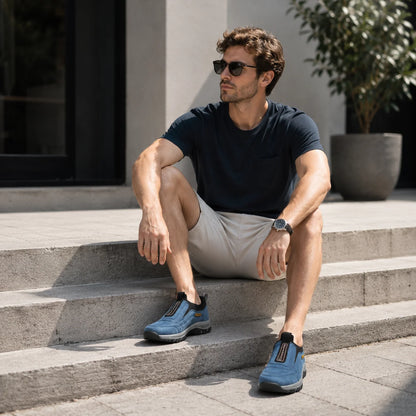 🔥Offerta speciale di oggi🦌Scarpe in pelle scamosciata di alta qualità🦶Alleviano il dolore ai piedi e la fascite plantare✅Impermeabili, antiscivolo, morbide e comode