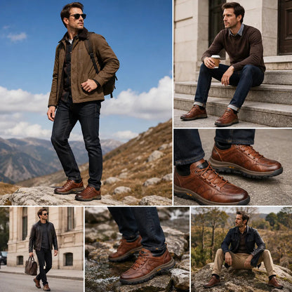 (🎉Ultimo giorno per approfittare dello sconto del 40%, non perdertelo!) 🐂Scarpe ortopediche da uomo, realizzate in pelle di vitello australiana👞 Pelle ✅Cucite a mano, supporto plantare: camminata comoda, allevia il dolore